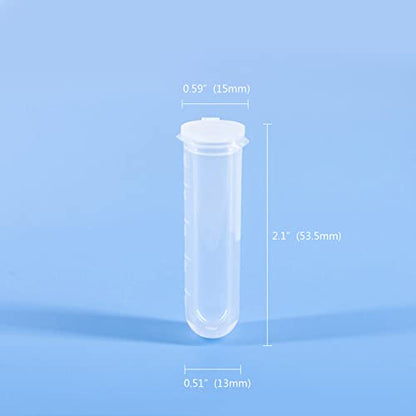 50 Pack 5ml Plastic Sample Vials, Test Tubes with lids, Vial Tube