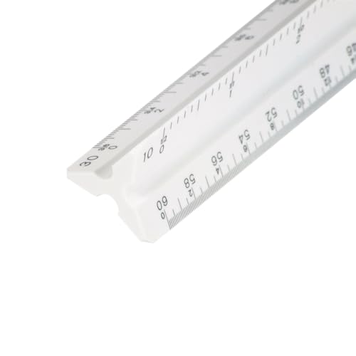 STAEDTLER 12in Engineer Scale Ruler - Triangular Engineering Ruler with 6 Scales(10-60 Parts/Inch), Color-Coded Grooves, Plastic