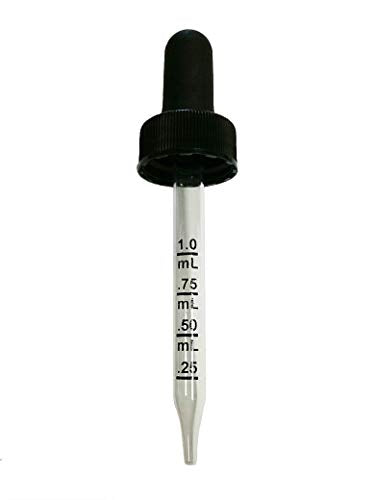 Comfort Axis Calibrated Straight Tip Glass Droppers for 30ml Bottles, 1 Ounce, Black, 12 Pack