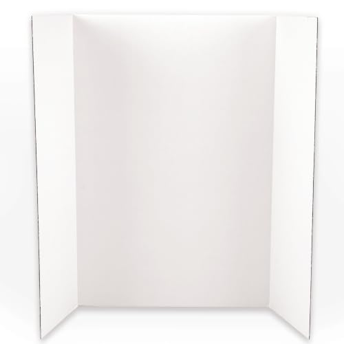 Baker Ross Tri Fold Boards-Pack of 4, Plain White, for Displaying Table Top Projects and Presentations (EV235)