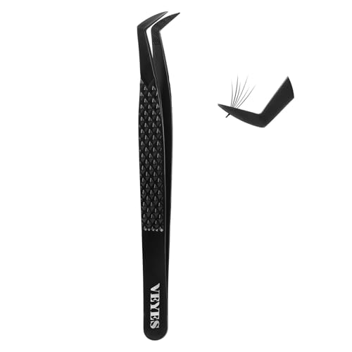 VEYES INC Lash Tweezers for Eyelash Extensions,High Precision Tweezers for Individual Classic and Volume Lash,Stainless Steel Tweezers-90 Degree - style: Noir N7