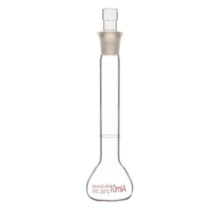 stonylab Glass Volumetric Flask Class A with Glass Stopper, Borosilicate Glass Heavy Wall Volumetric Flask Tolerance ±0.02 ml, 10 ml - size: 10 ml
