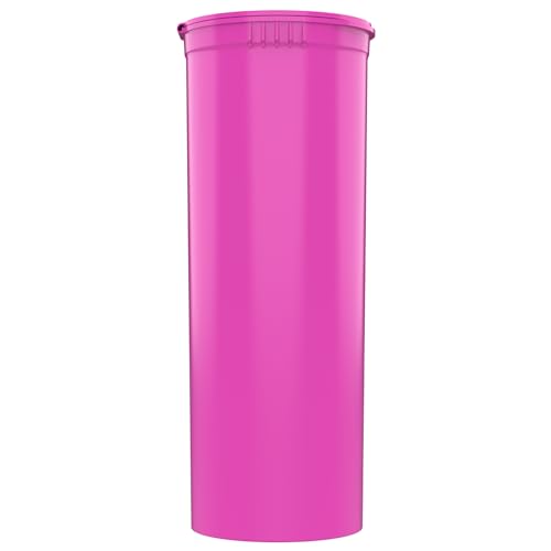 Dragon Chewer 60 Dram CR Plastic Packaging Pop Top Containers - Child Resistant Travel Holder Vial Bottles - 75 qty (Pink) - color: Pink