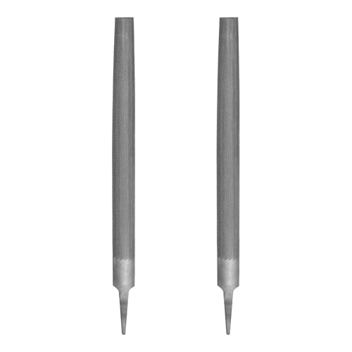 HARFINGTON 2pcs 8" Half Round Medium Cut File Double Cut Teeth Medium Metal File High Carbon Steel T12 without Handle for Metal Wood Tool Sharpener, Gray - size: 8"