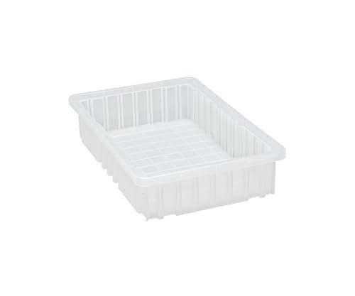 Quantum Storage DG92035 Dividable Grid Heavy Duty Part Organizer Bins - 16-1/2" x 10-7/8" x 3-1/2" - 12 Pack - color: Clear