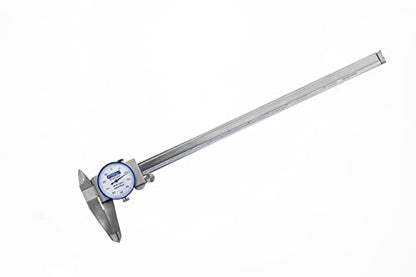 Fowler 52-008-712-0 Premium Dial Caliper with 0-12" Measuring Range, Dial Caliper with Knurled Lock, ±0.002" Accuracy, Case Included, Solid Stainless Steel - color: White, size: 12"