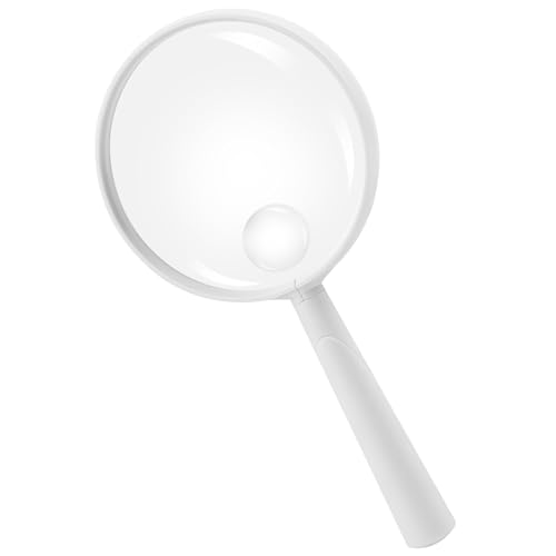 Feosky Handheld Reading Magnifier, 10X Magnifier, 75mm Shatterproof Lens, Adults Close Work Non-Slip Handle for Seniors Reading and Nature Exploration (White) - color: White, size: 75mm