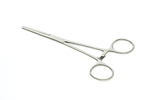 SE 6.25-Inch Stainless Steel Straight Forceps - Self-Locking, Serrated Tip for Precision Grip and Clamping - Perfect for Crafting, Fishing Tasks, Jewelry Making, and More! -660FS - size: 6-1/4", style: Straight