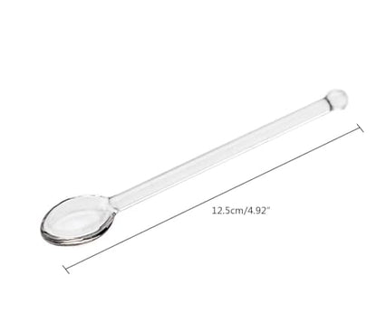 4 Pcs Clear Glass Teaspoons Set Long Handle Stirrers