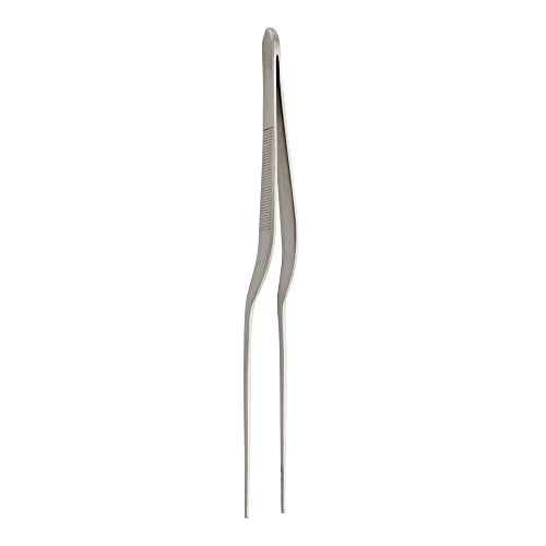Cat Cora Offset Plating Tongs, Stainless Steel, Grooved Tips, Spring Action, Fine Garnishing and Decorating Control - style: Plating Tongs
