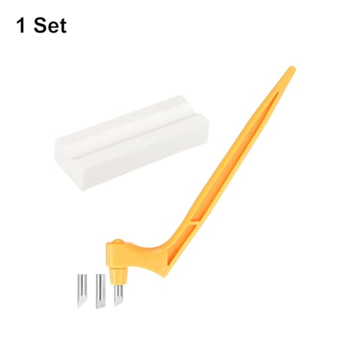 HARFINGTON Craft Cutting Tools 15/30/45 Degree Blades 360 Degree Rotating Blade Stainless Steel Cutter Pen Knife with Sharpening Stone for DIY Crafts Stencils Scrapbooks, Yellow - color: Yellow