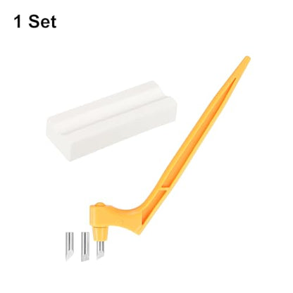 HARFINGTON Craft Cutting Tools 15/30/45 Degree Blades 360 Degree Rotating Blade Stainless Steel Cutter Pen Knife with Sharpening Stone for DIY Crafts Stencils Scrapbooks, Yellow - color: Yellow