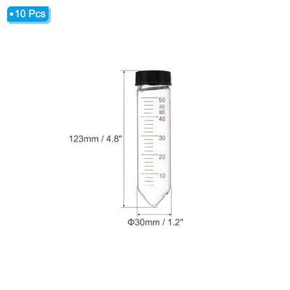 PATIKIL 50ml Centrifuge Tubes, 10 Pcs Glass Graduated Centrifuge Vials with Screw Cap Conical Bottom Test Tube Storage Container for Sample Laboratory Liquid - size: 50ml