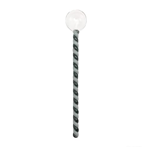 Glass Spoons for Coffee Small Fancy Teaspoons 6.7 inch Glass Stirring Spoon Rod Heat Resistant Coffee Stirrers Ice Tea Spoon Glass Mixing Spoon for Tea SugarHome Bar Party (Black Gray) - color: Black Gray