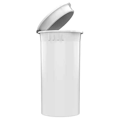 Dragon Chewer 13 Dram CR Plastic Packaging Pop Top Containers - Child Resistant Travel Holder Vial Bottles - 315 qty (White) - color: White