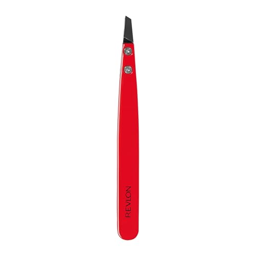 Revlon Ceramic Slant Tip Tweezer, Red, 1 Count - size: 1 Count (Pack of 1), style: Ceramic Tweezer