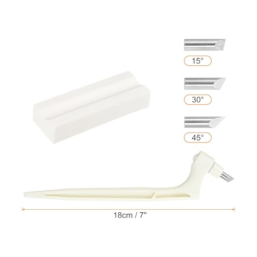 HARFINGTON Craft Cutting Tools 15/30/45 Degree Blades 360 Degree Rotating Blade Stainless Steel Cutter Pen Knife with Sharpening Stone for DIY Crafts Stencils Scrapbooks, White - color: White