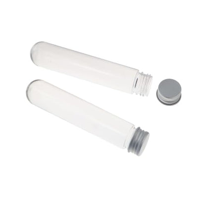 Pokinge 80ml Plastic Test Tube clear Refillable Bottle Transparent Candy Containers Storage Tube Bath Salts Vial Cosmetic Bottle with Aluminum Caps (10 pcs)(silver)