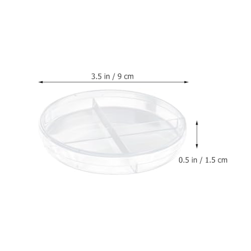 PartyKindom 10 Pack Transparent Petri Dish Four Compartments Cell Culture Dishes 3.54 X 3.54 X 0.59 in Scientific Teaching Aid for Biology Microbiology Lab Experiments