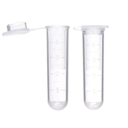 5ml Microcentrifuge Tubes 200PCS,Centrifuge Tubes with Attached Lid,Clear Round Micro Centrifuge Small Sample Bottle Vials Container for Lab,Plastic Lab Snap Tubes,Clear Graduation,Bag Pack - size: 5ml