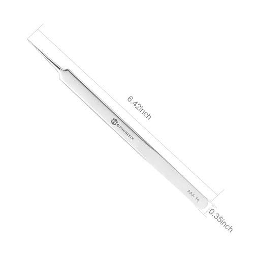Ultra Fine Tip Tweezers Straight Tip Precision Tweezers Flying Line Super Hard Tweezer Mobile Phone Motherboard Repair Hand Tools for Soldering and IC Chip Micro-repair,Stainless Steel
