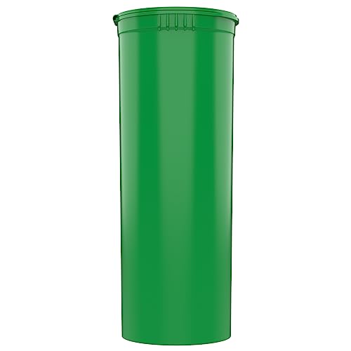 Dragon Chewer 60 Dram CR Plastic Packaging Pop Top Containers - Child Resistant Travel Holder Vial Bottles - 75 qty (Green) - color: Green