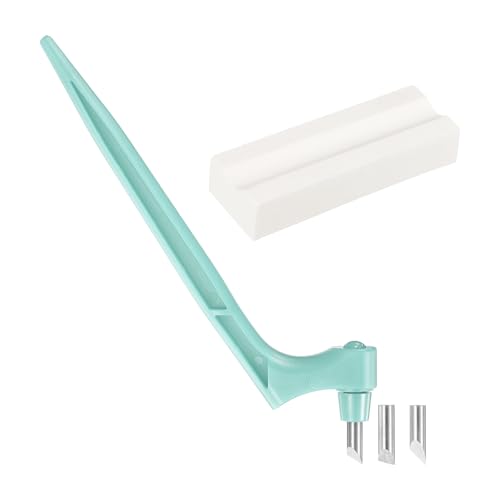 HARFINGTON Craft Cutting Tools 15/30/45 Degree Blades 360 Degree Rotating Blade Stainless Steel Cutter Pen Knife with Sharpening Stone for DIY Crafts Stencils Scrapbooks, Light Blue - color: Light Blue