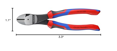 KNIPEX Tools - High Leverage Angled Diagonal Cutters, 12 Degree Angled, Multi-Component (7422200SBA), 8 inches