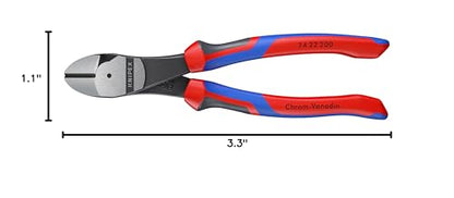 KNIPEX Tools - High Leverage Angled Diagonal Cutters, 12 Degree Angled, Multi-Component (7422200SBA), 8 inches