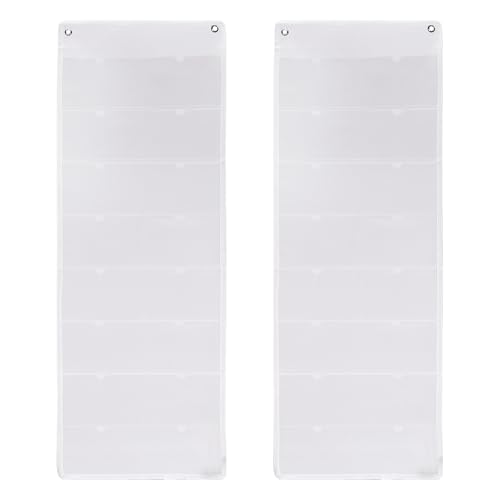 PATIKIL 2Pcs 4"x6" Index Card Holder Sleeve 16 Card Slots Organizer White - color: White