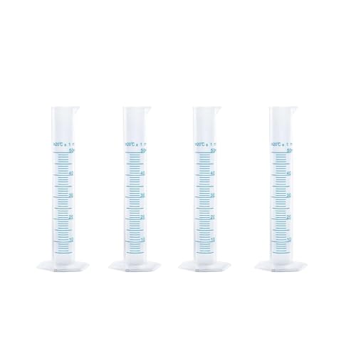 Plastic Graduated Cylinder Set - 25ml/50ml/100ml Measuring Cylinders for Science Lab, Chemistry Experiments, Kids Education - Shatterproof, Durable & BPA-Free (4-Pack 50ml) - size: 50ML