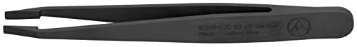 KNIPEX Tools 92 09 04 ESD Plastic Gripping Tweezers-Blunt Tips-ESD, 4-1/2", Black
