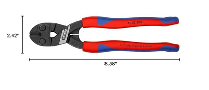 Knipex 71 02 200 Compact Bolt Cutters "CoBolt" 7,87" with soft handle - color: Multi-component Grips, Blue/Red, size: 200 mm, style: straight head