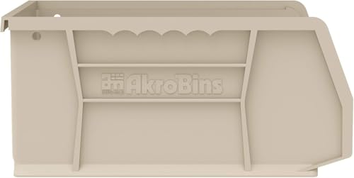 Akro-Mils 30235 AkroBins Plastic Hanging Stackable Storage Organizer Bin, 11-Inch x 11-Inch x 5-Inch, Stone, 6-Pack - color: Stone