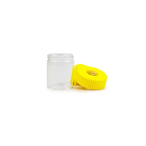 Magnifying Viewing Jar with LED Light, Airtight Transparent Glass Storage Jars, Rechargeable LED Lit Lid Container (Yellow) - color: Yellow