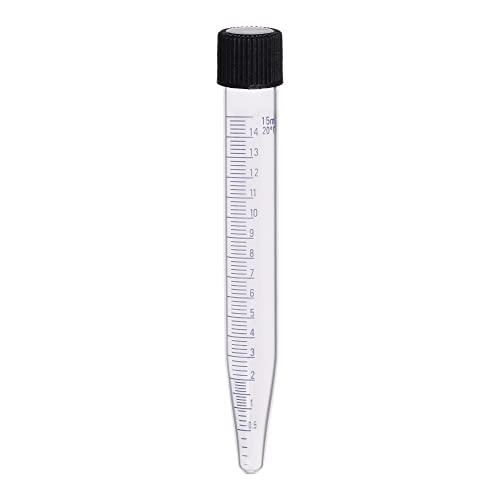 EISCO Centrifuge Tube with Screw Cap, 15mL - Conical, 15x120mm - 0.2mL Graduations - Borosilicate Glass