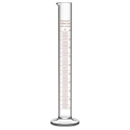 stonylab Class A Graduated Cylinder, 100 ml Borosilicate Glass High Precision Measuring Cylinder with Clear Scale and Stable Base for Laboratory Liquid Measurement - size: 100 ml