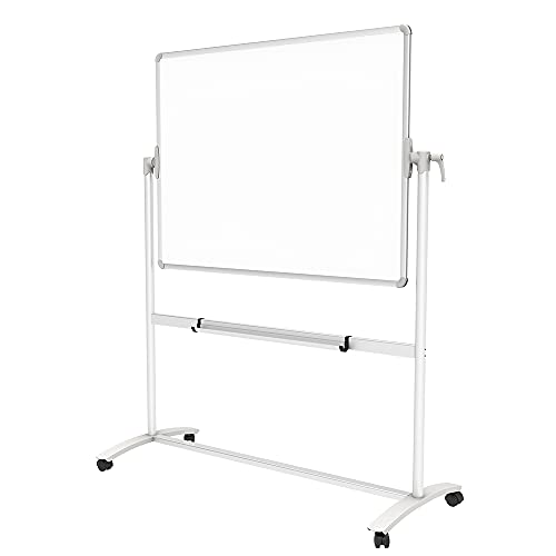 VIZ-PRO Double-Sided Magnetic Mobile Whiteboard on Wheels, 48 x 36 Inches