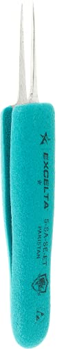 Excelta Straight Tapered Tweezers, Extreme Magnification, One Star, Stainless Steel, Anti-Magnetic, 4.75" Length - size: Straight Tapered Tips, style: Ergonomic Grip, Economy Grade, Anti-Magnetic SS