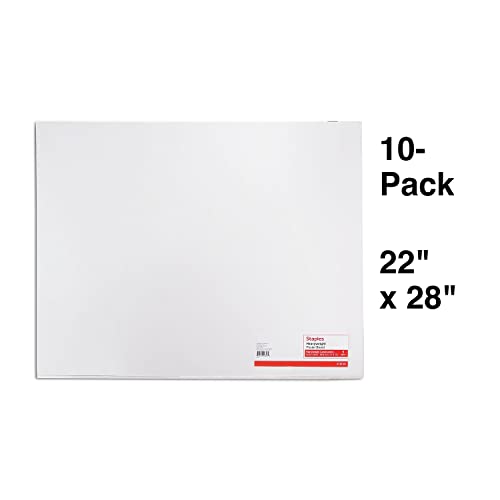 Staples Poster Board, 22x28 Inch, White, 20/Carton, for School & Office