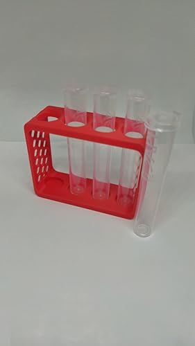 Aquatic Water Quality Testing Tube Holder with 4CT 10ml Test Tubes 5ml Markings - Plastic Durable Rack, 4 Tubes Variation (Red Rack w/ 4CT Testing Tubes) - style: Red Rack w/ 4CT Testing Tubes