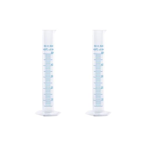 2 Pcs Plastic Measuring Graduated Cylinders Transparent Graduated Cylinder Beaker Lab Test Tube Liquid Measuring Tool with 2 Sided Marking 50 ml - size: 50 ml