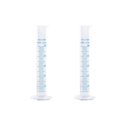 2 Pcs Plastic Measuring Graduated Cylinders Transparent Graduated Cylinder Beaker Lab Test Tube Liquid Measuring Tool with 2 Sided Marking 50 ml - size: 50 ml