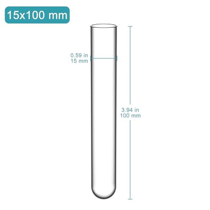 StonyLab Borosilicate Glass Round Bottom Test Tubes, 15mm OD X 100mm Length (Pack of 30) - style: 30 Pack