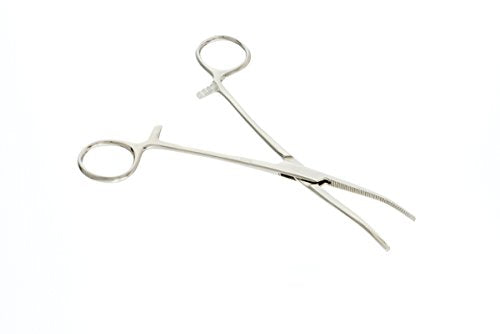 SE 6.25-Inch Stainless Steel Curved Forceps - Self-Locking, Serrated Tip for Precision Grip and Clamping - Perfect for Crafting, Fishing Tasks, Jewelry Making, and More! - - size: 6-1/4", style: Curved