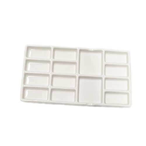 14 Wells Ceramic Artist Paint Palette - 8 Inch Porcelain Watercolor Painting Palette Ceramic Mixing Tray for Painters - color: 14 Well Ceramic Palette