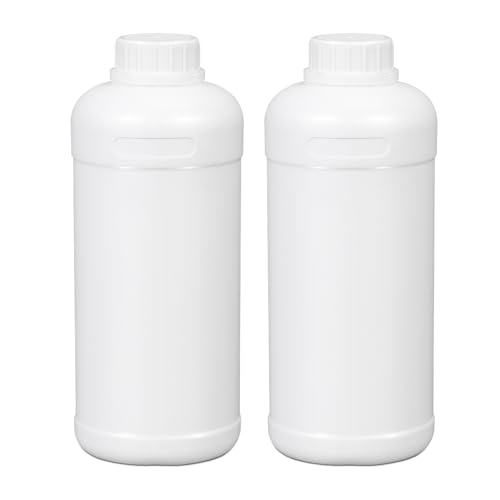 32oz/1000ml Plastic Food Grade Storage Bottles, Wide Mouth HDPE Chemical Reagent Sample Bottle Liquid Containers with Sealed Caps (White, 2 Pcs) - color: White, size: 32 Ounces
