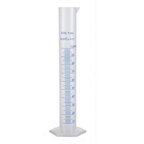 100ml Plastic Graduated Cylinder, Hexagonal Base, Double Scale