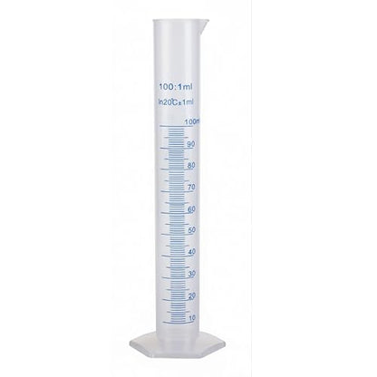 100ml Plastic Graduated Cylinder, Hexagonal Base, Double Scale