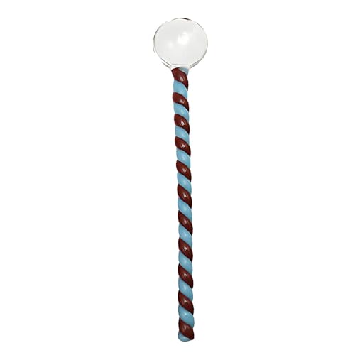 Glass Spoons for Coffee Small Fancy Teaspoons 6.7 inch Glass Stirring Spoon Rod Heat Resistant Coffee Stirrers Ice Tea Spoon Glass Mixing Spoon for Tea SugarHome Bar Party (Blue Brown) - color: Blue Brown